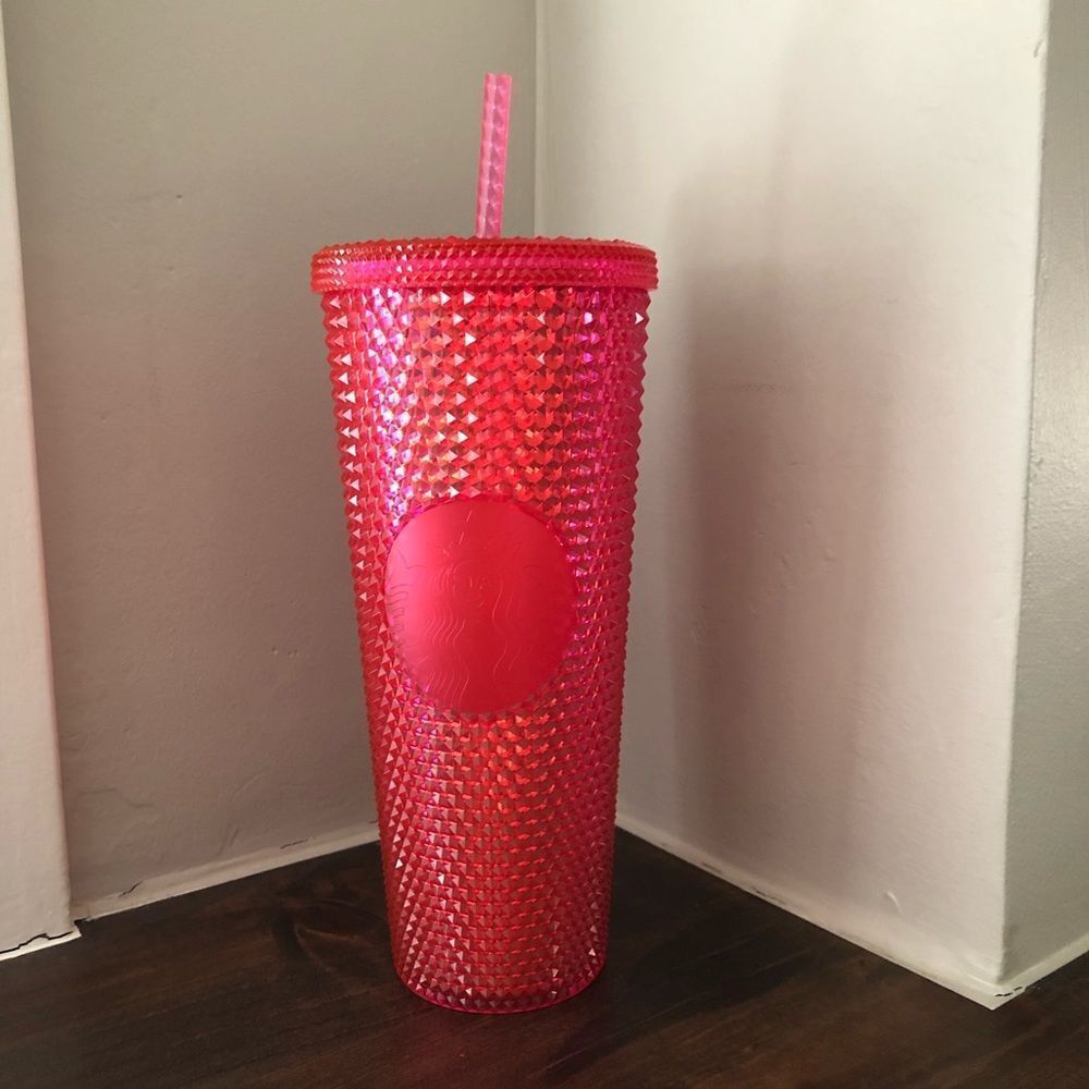 Starbucks hot pink studded holiday tumbler cup NEW
